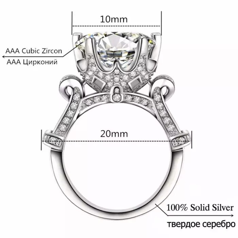 A New 4 Carat Sterling Silver Ring - Picture 4 of 5